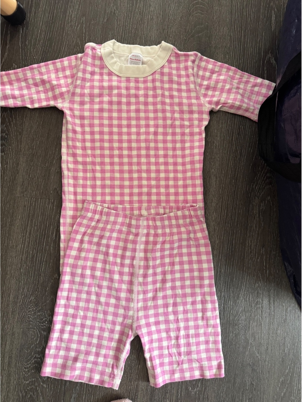 Hanna Andersson Girls 10 140 Pink Gingham Organic Cotton Short Pajama Set